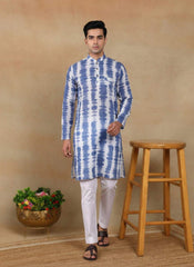 Men's Linen Digital Print Kurta & Pajama Set | Premium Festive Ethnic Wear