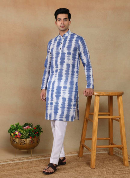 Men's Linen Digital Print Kurta & Pajama Set | Premium Festive Ethnic Wear