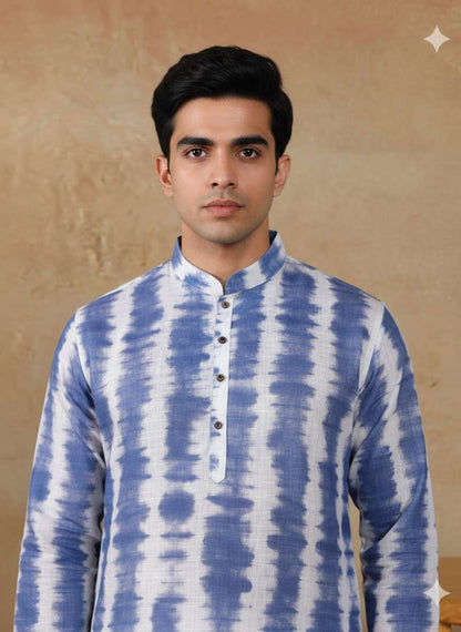 Men's Linen Digital Print Kurta & Pajama Set | Premium Festive Ethnic Wear