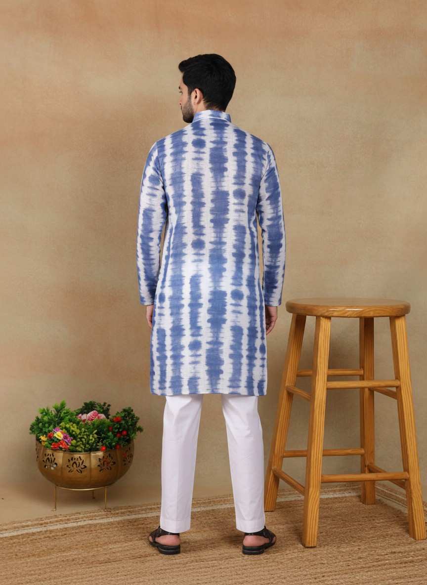 Men's Linen Digital Print Kurta & Pajama Set | Premium Festive Ethnic Wear