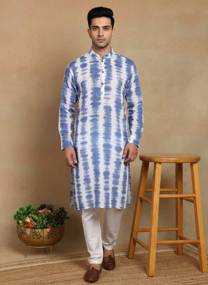 Men's Linen Digital Print Kurta & Pajama Set | Premium Festive Ethnic Wear
