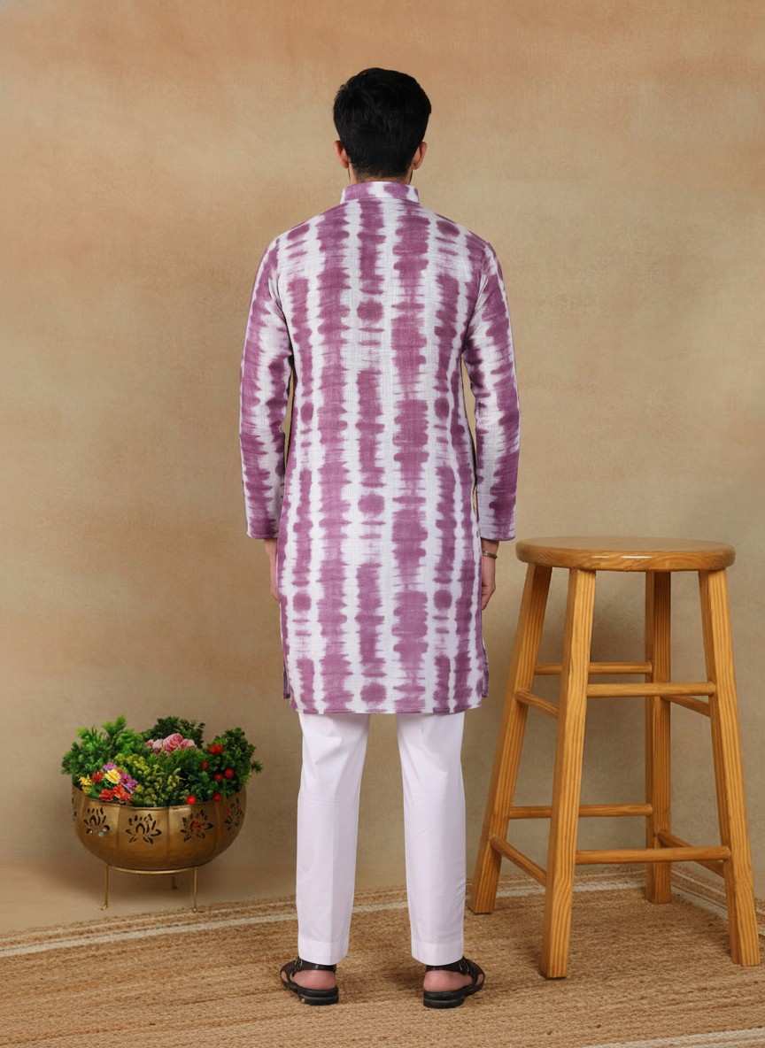 Men's Linen Digital Print Kurta & Pajama Set | Premium Festive Ethnic Wear