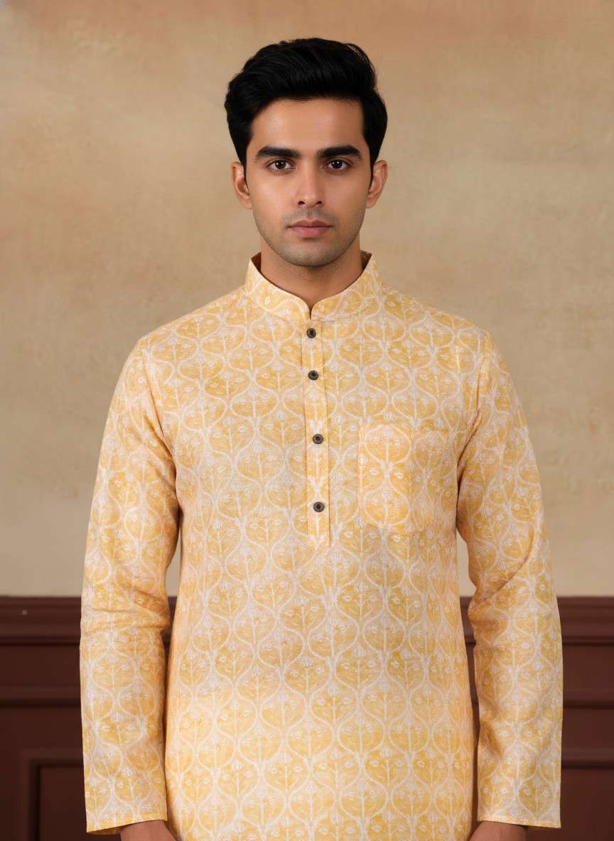 Men's Linen Digital Print Kurta & Pajama Set | Premium Festive Ethnic Wear