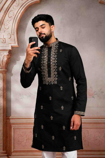 Festive Kurta Set Black