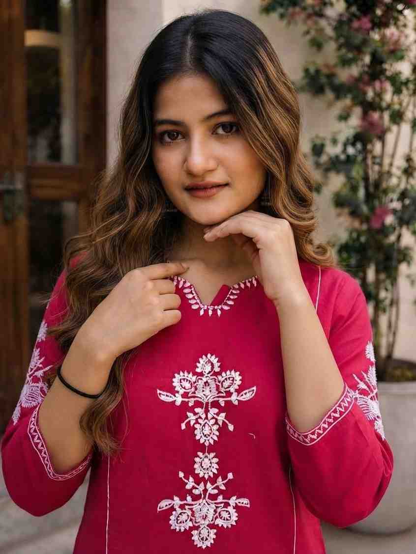 Casual Cotton Kurta Set Pink