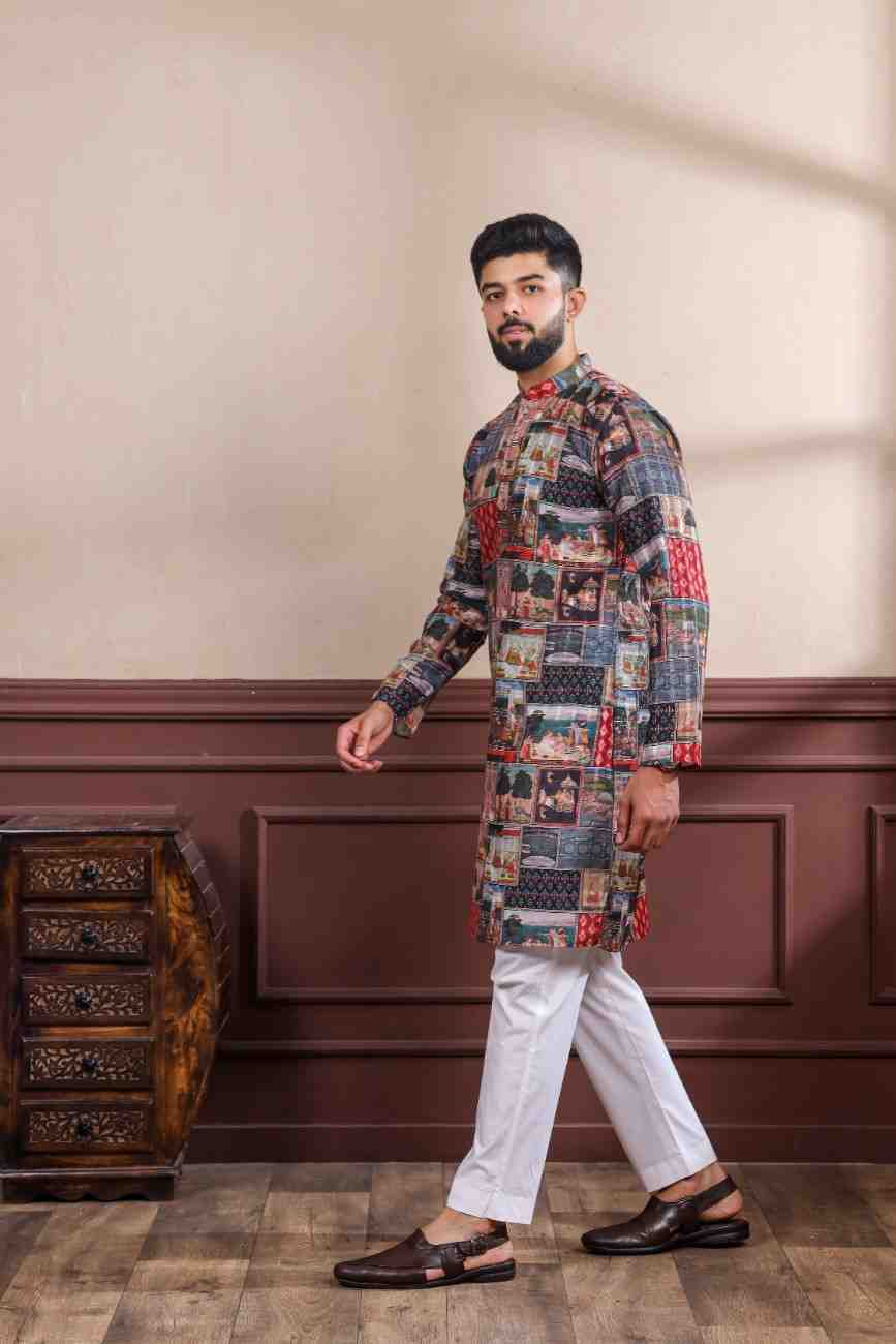 Men Multicolor Printed Kurta Set