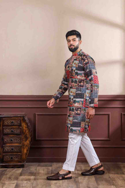 Men Multicolor Printed Kurta Set