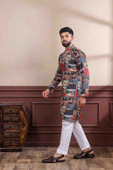 Men’s Multicolor Digital Print Kurta & Pajama Set