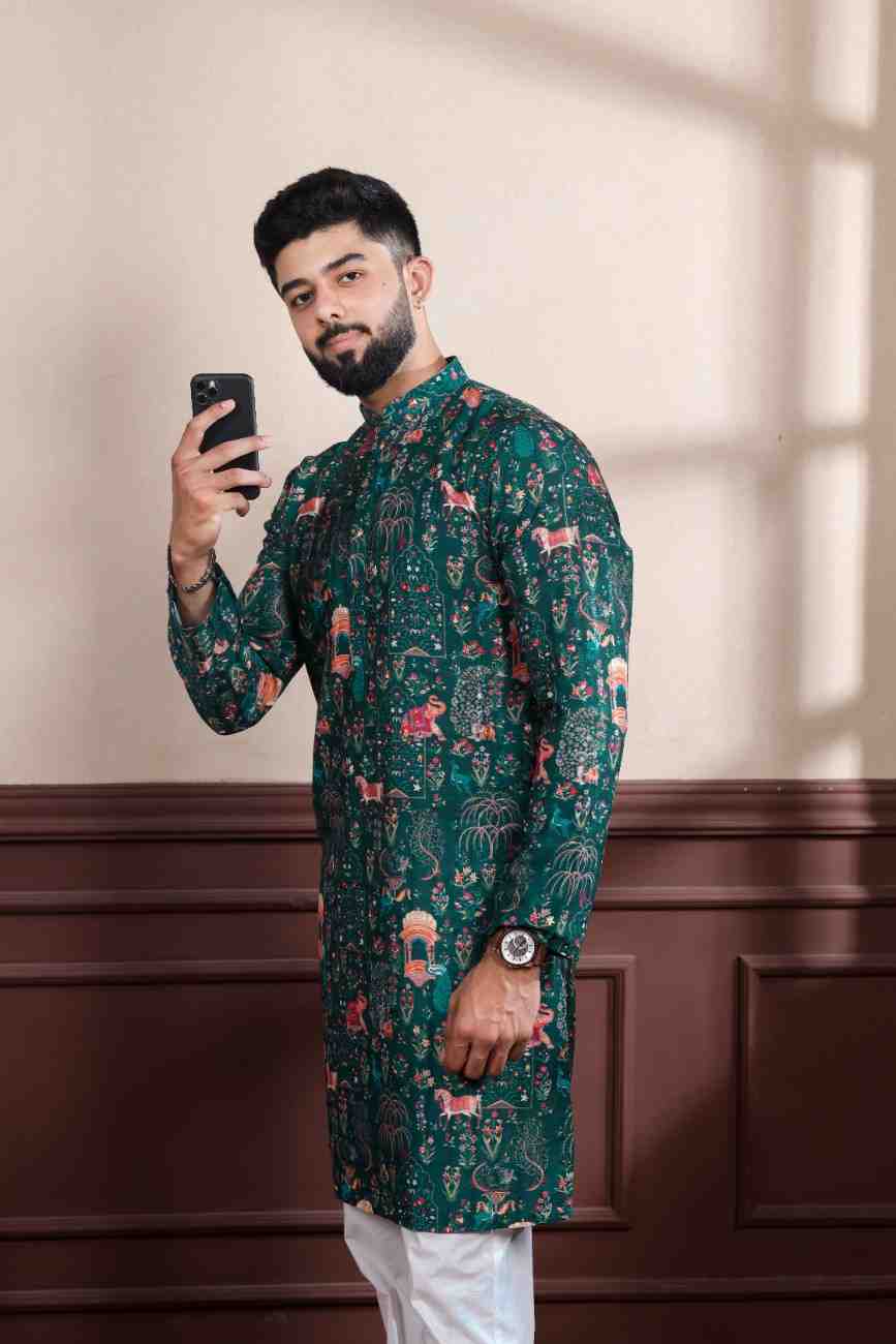 Traditional Print Kurta Pajama for Men