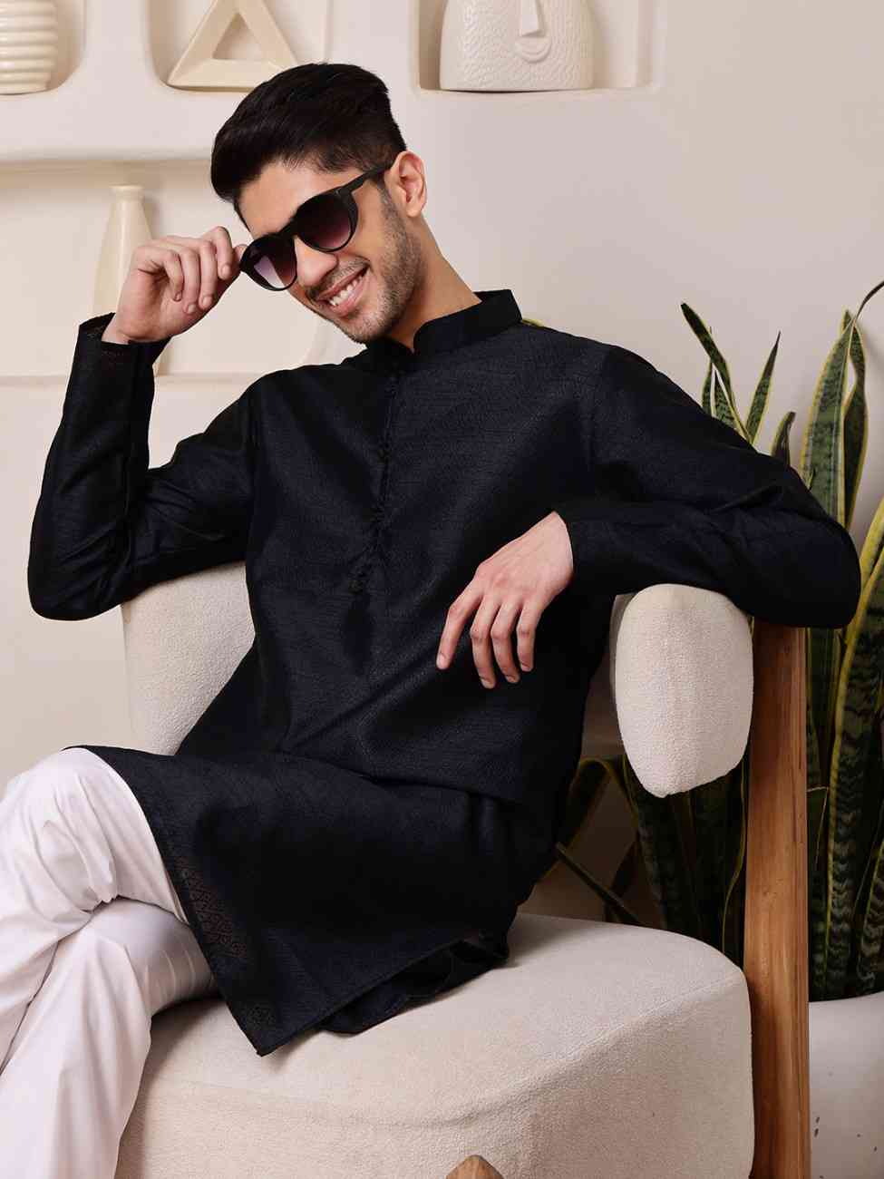 Woven Silk Blend Kurta Set