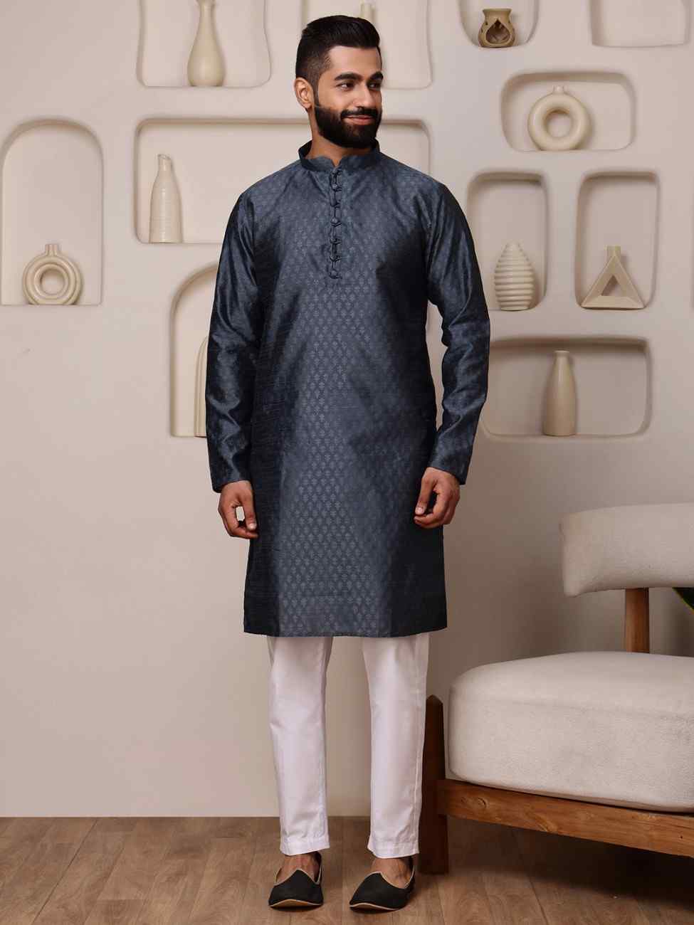 Silk Blend Kurta Pant Set