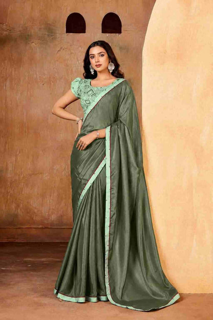 Solid saree with Georgette blouse fabric