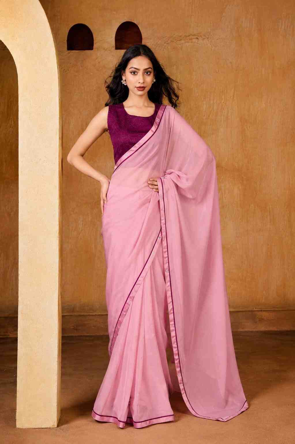 Georgette solid saree fashion wear