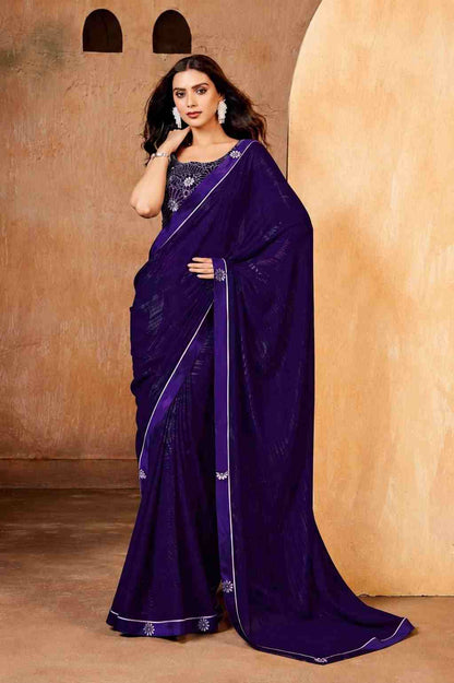 Georgette solid designer saree