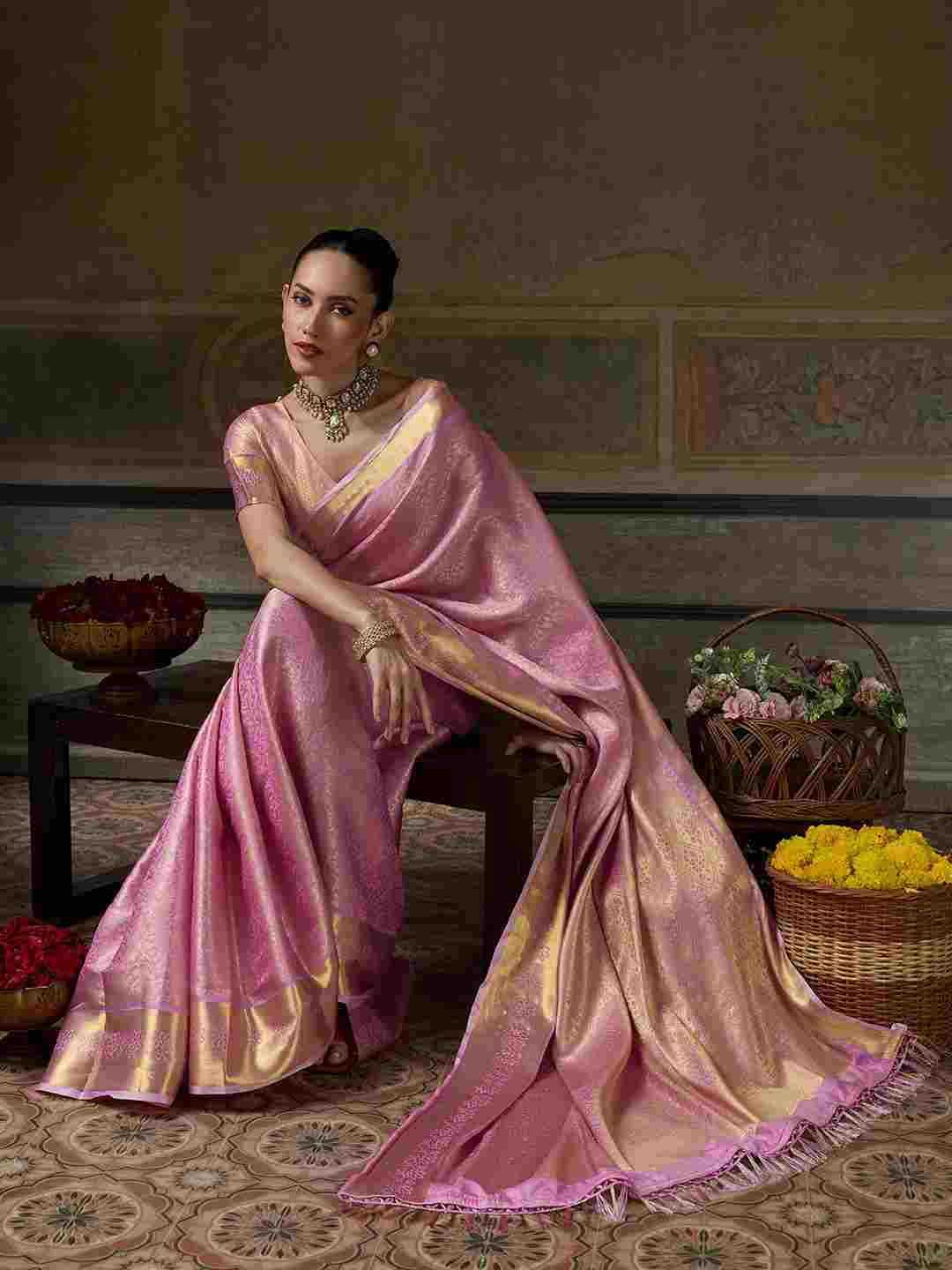 Kanchivaram Silk Saree with Intricate Woven Jari Design