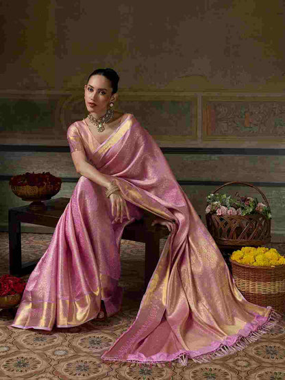 Kanchivaram Silk Saree with Intricate Woven Jari Design