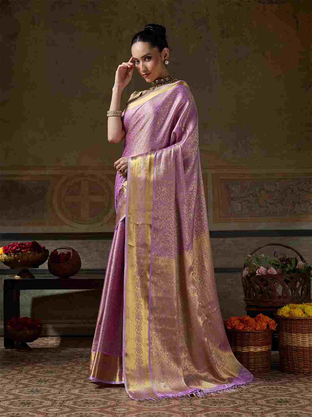 Kanchivaram Silk Traditional Designer Saree with Woven Jari Work
