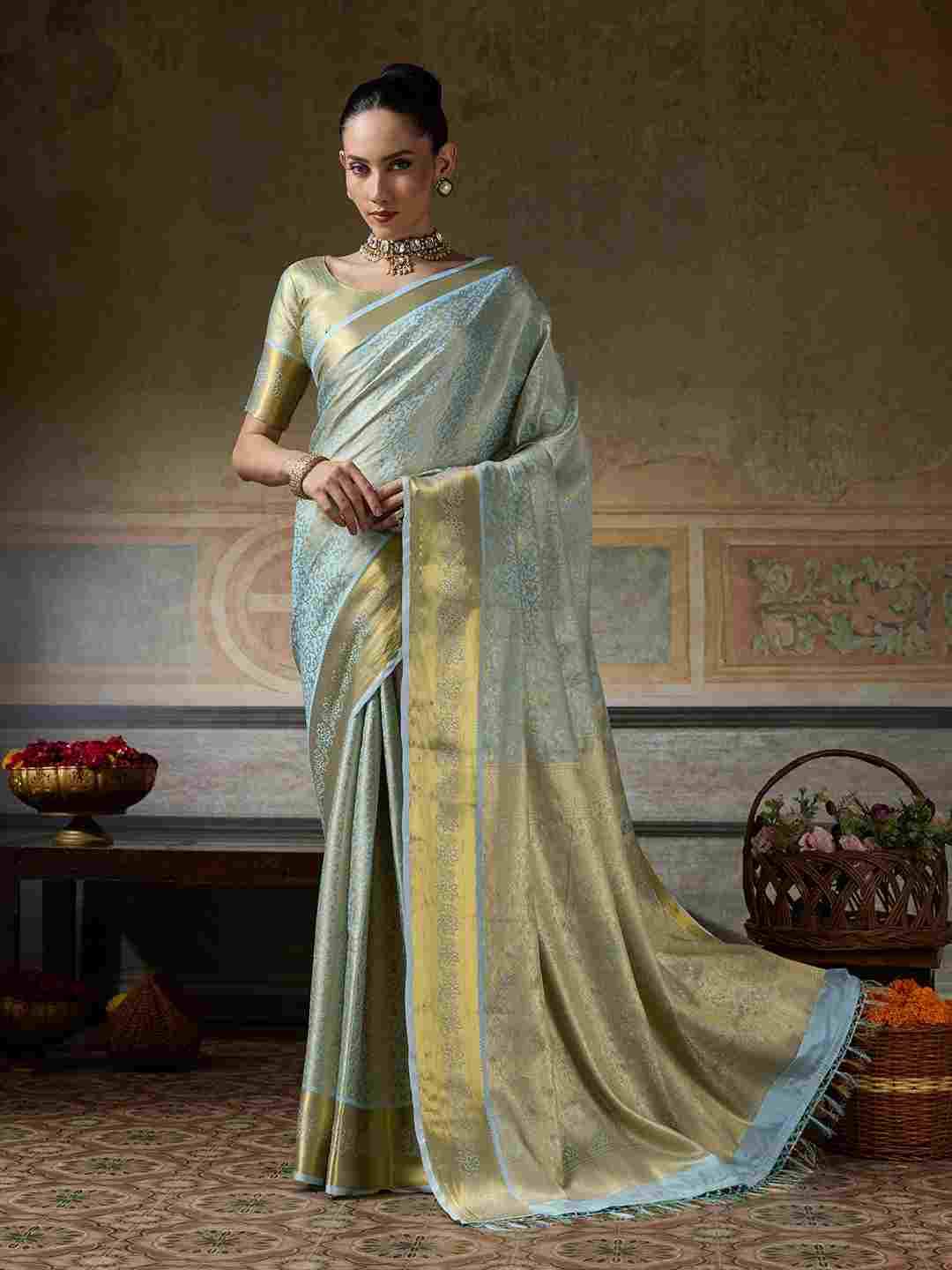 Kanchivaram Silk Designer Saree for Women with Woven Jari Work