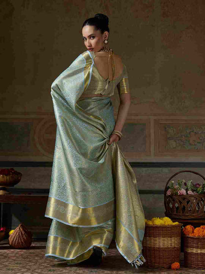 Beautiful Kanchivaram Silk Saree with Designer Jari Weaving