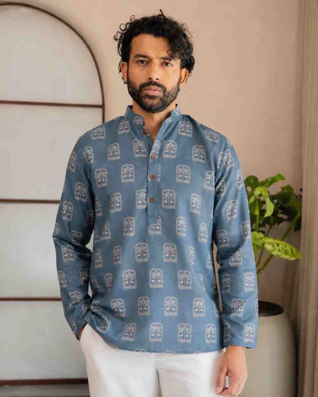 Men's designer printed festive wear outfit