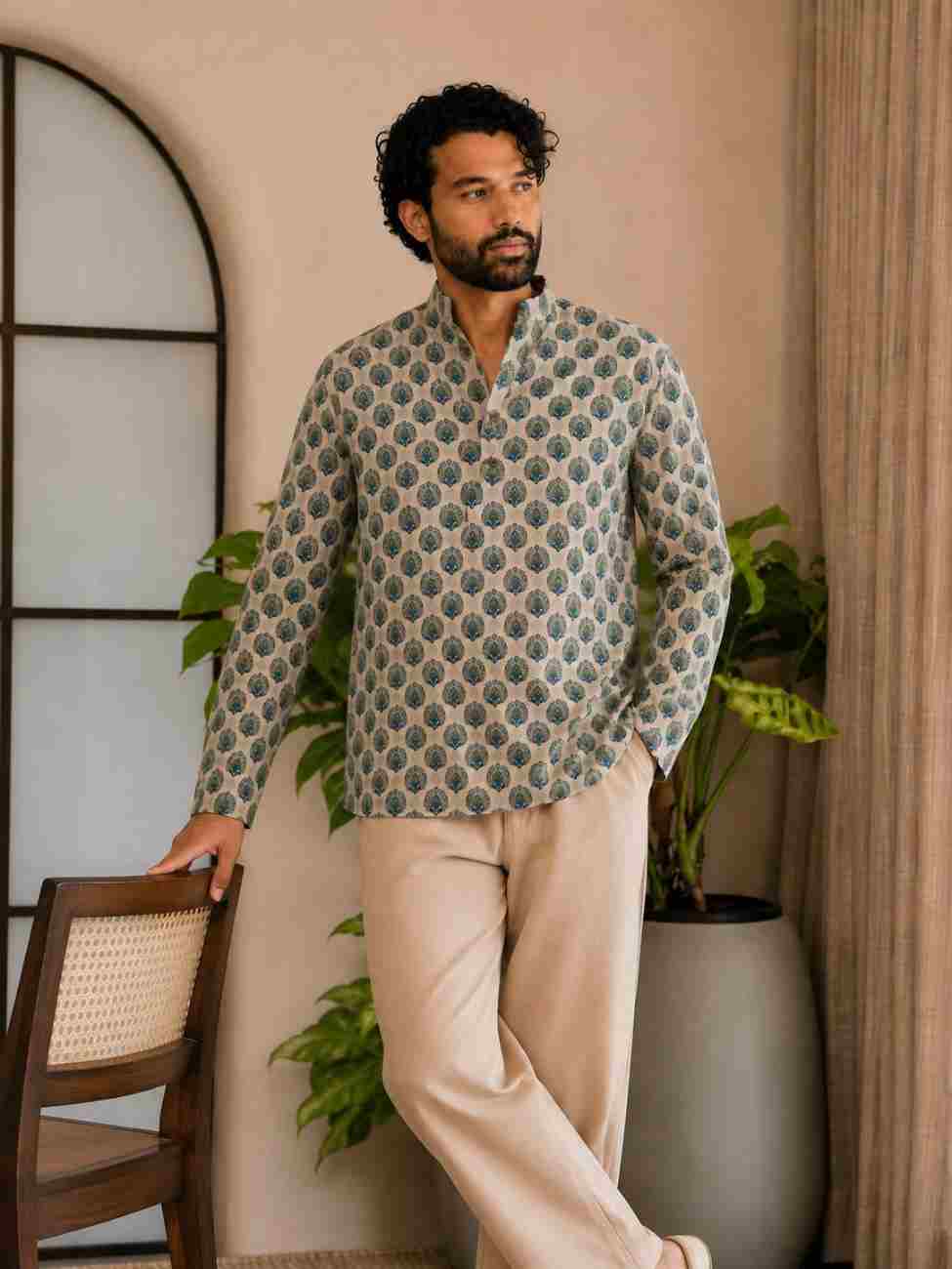 Men's elegant festive clothing with designer patterns