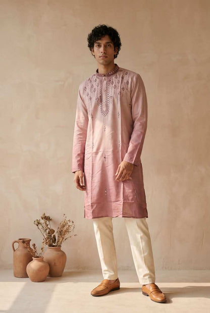 Men's silk cotton embroidered party wear outfit