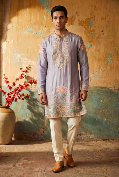Men's silk cotton party wear outfit with elegant embroidery work