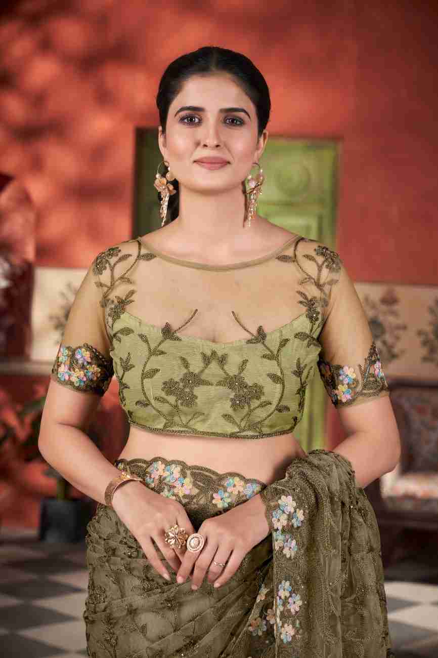 Traditional designer saree with sparkling stone embellishments