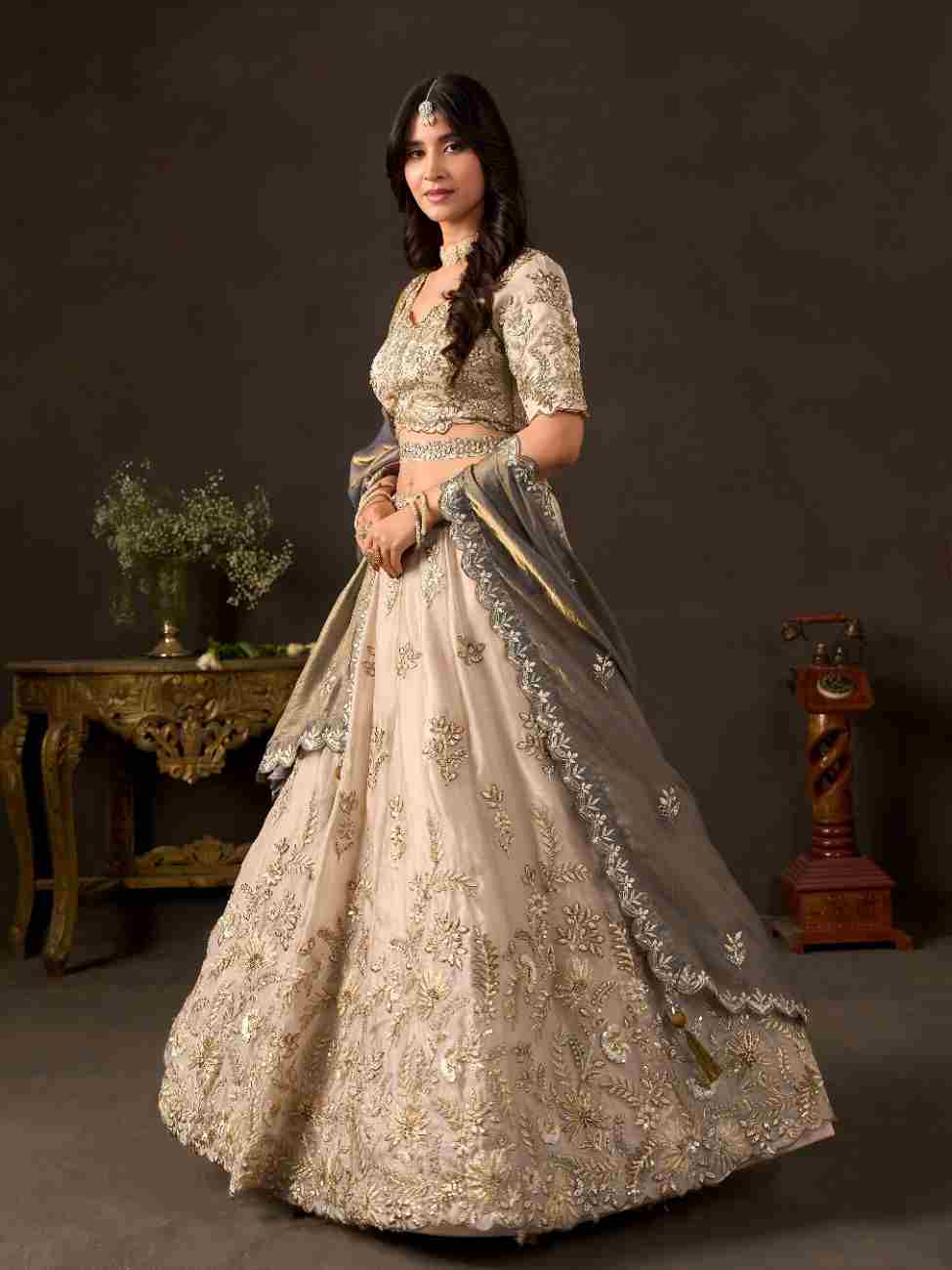 Fendy party wear with decorative Dori and zari detailing