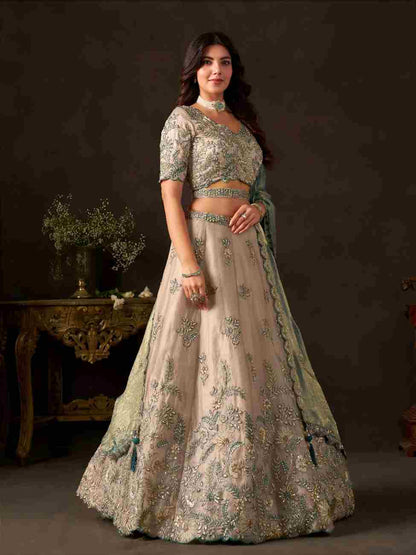 Stylish embroidered outfit with traditional zari details
