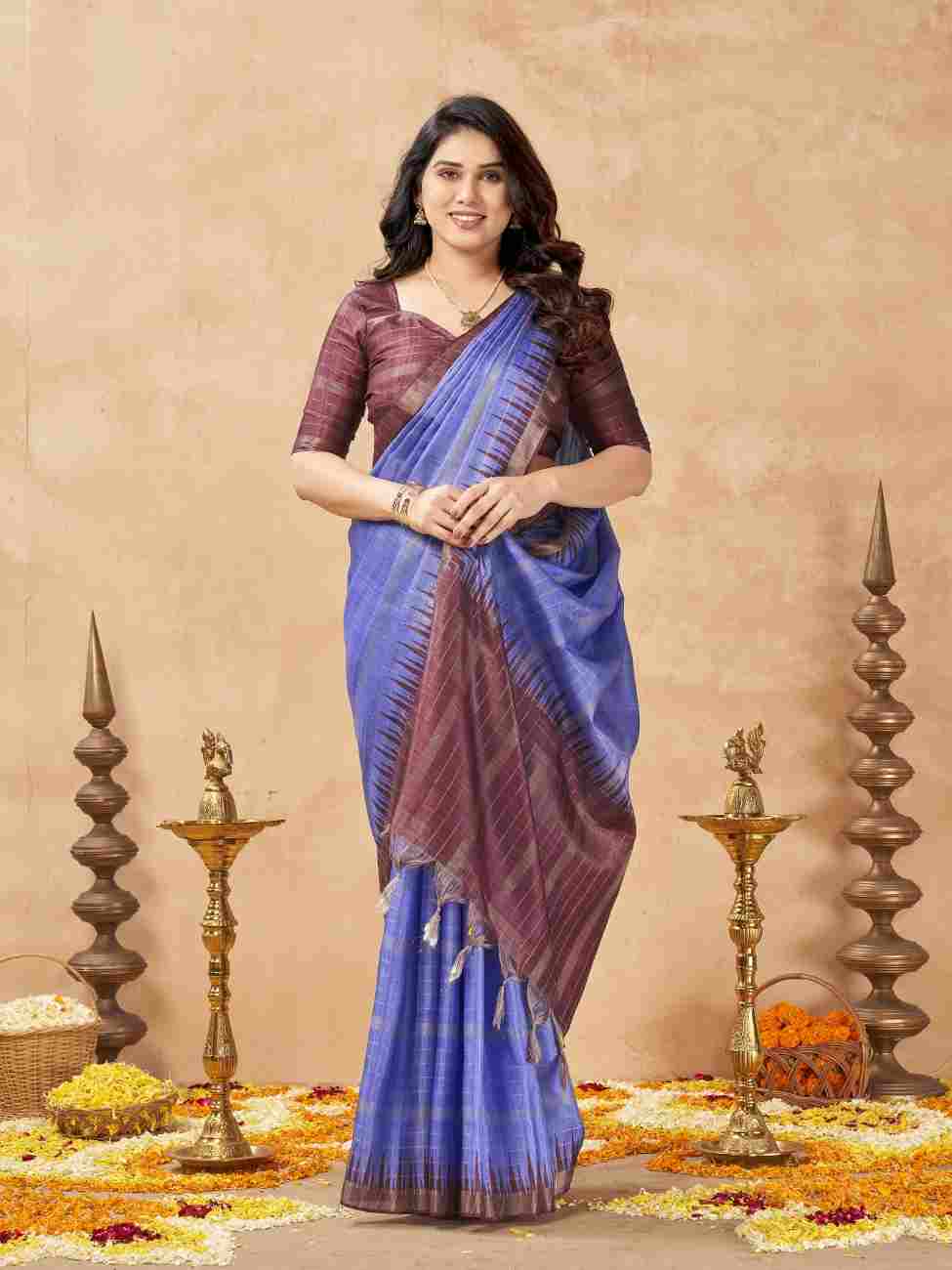 Tussar silk saree with matching blouse piece