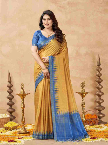 Festive wear Tussar silk saree with elegant woven patterns