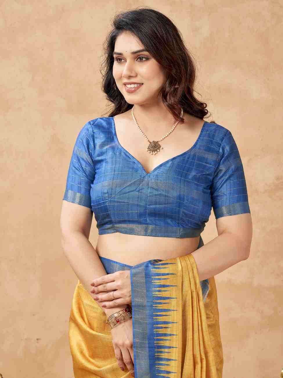 Tussar silk ethnic wear saree with designer weaving