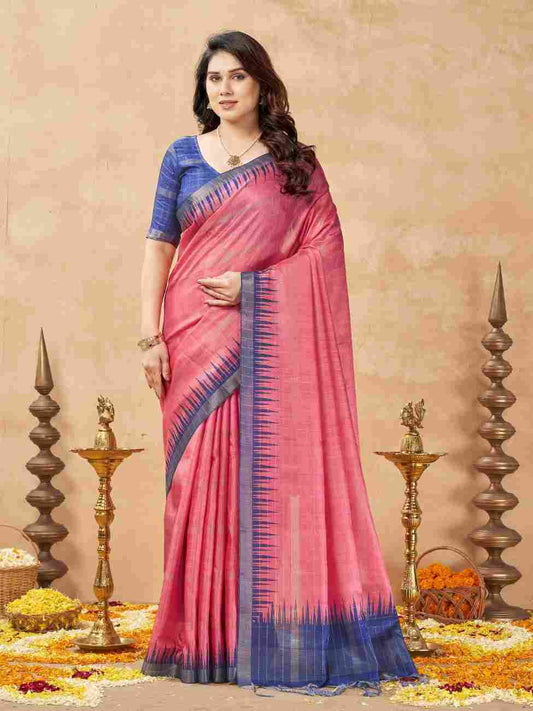 Elegant Tussar silk saree with traditional zari weaving