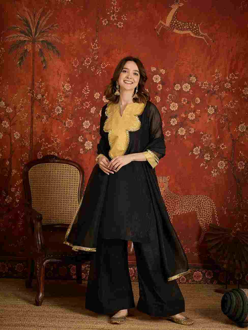 Crunchy designer embroidered suit for women