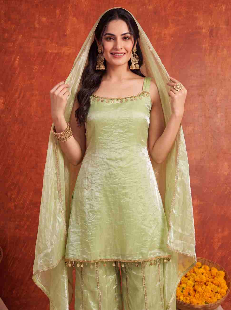 Stylish women's Fendy lace work suit.