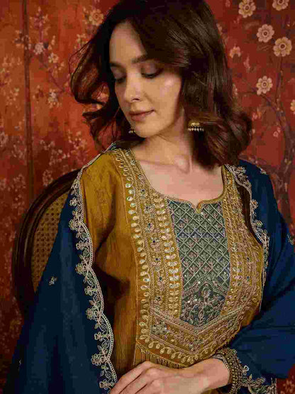 Vichitra traditional designer suit available in sizes M to 3XL