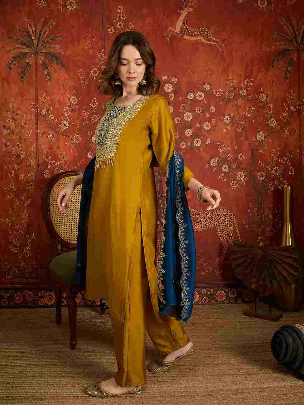 Women's Vichitra suit with designer embroidery work