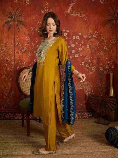 Women's Vichitra suit with designer embroidery work