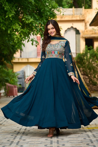 Beautiful Embroidered Gown with Dupatta Set