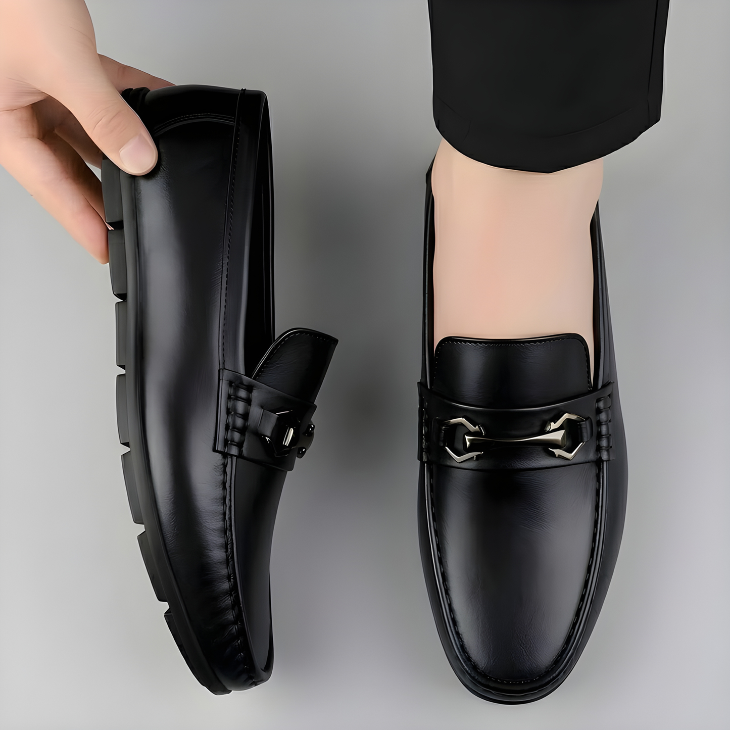 WUGO black casual loafers for men