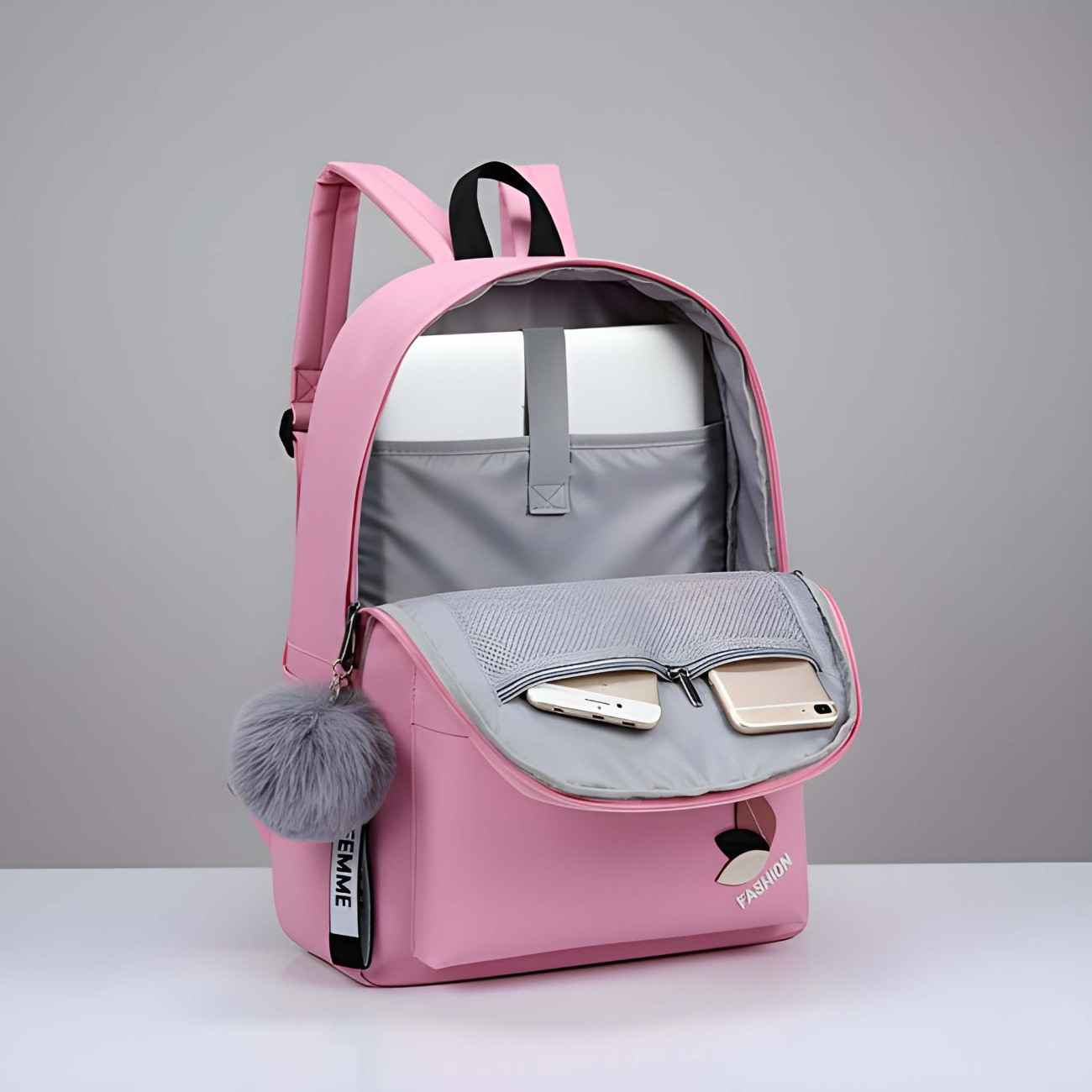 Women’s Pink PU Leather Backpack