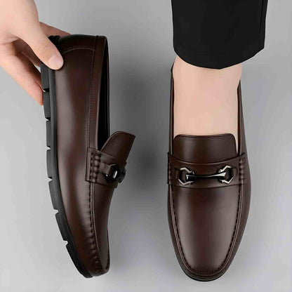 Men's synthetic leather loafers brown