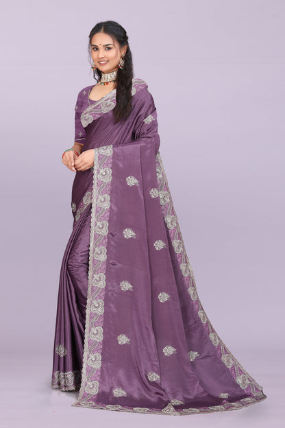 Bhadra Designer Embroidered Bollywood Saree with Swarovski & Mirror Work Khodal Fashion