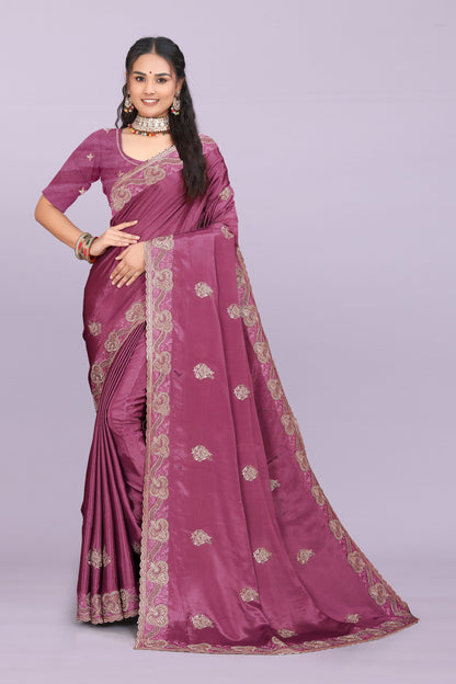 Bhadra Designer Embroidered Bollywood Saree with Swarovski & Mirror Work Khodal Fashion