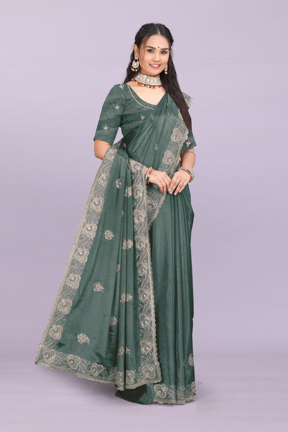 Bhadra Designer Embroidered Bollywood Saree with Swarovski & Mirror Work