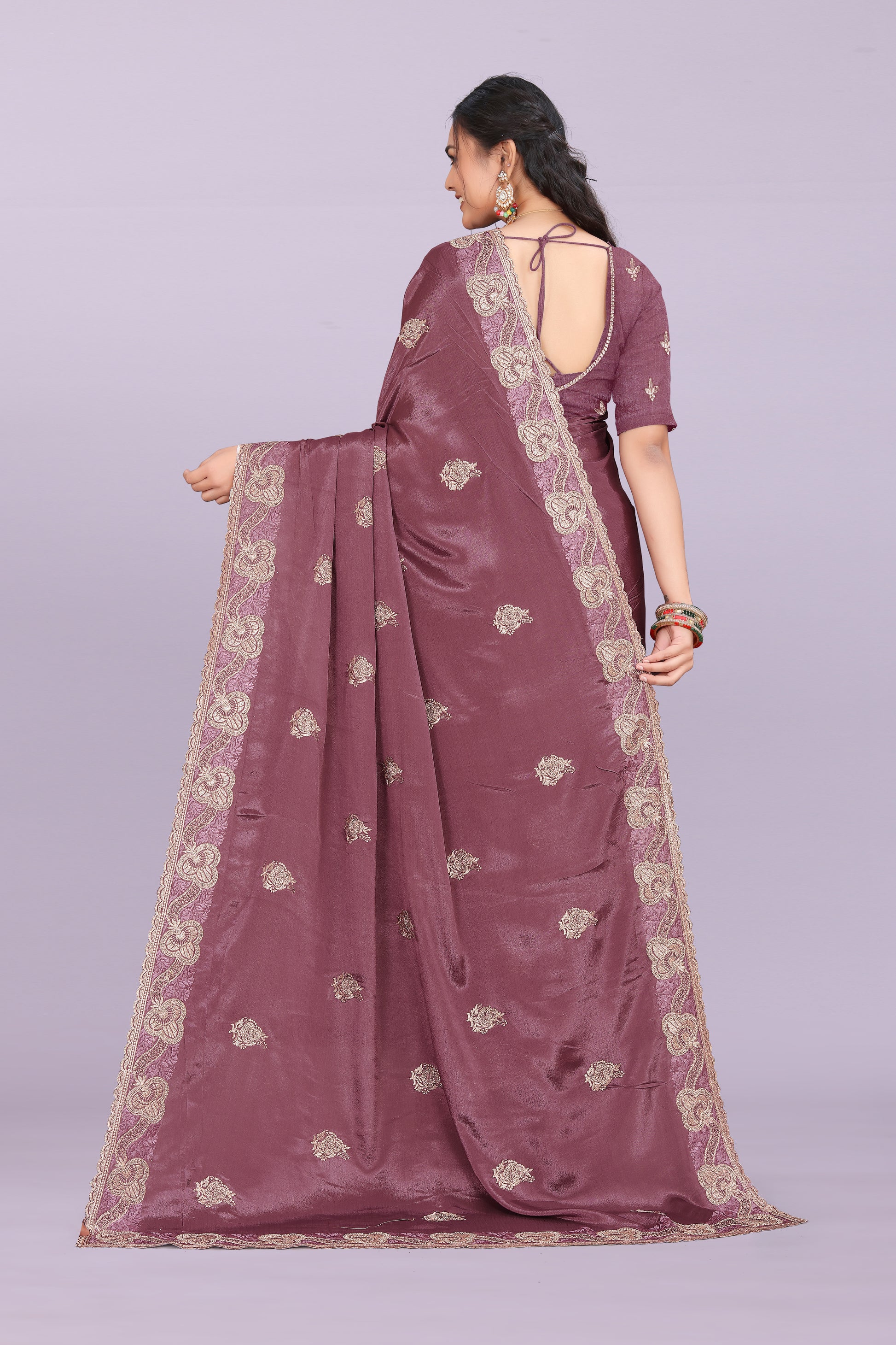 Bhadra Designer Embroidered Bollywood Saree with Swarovski & Mirror Work