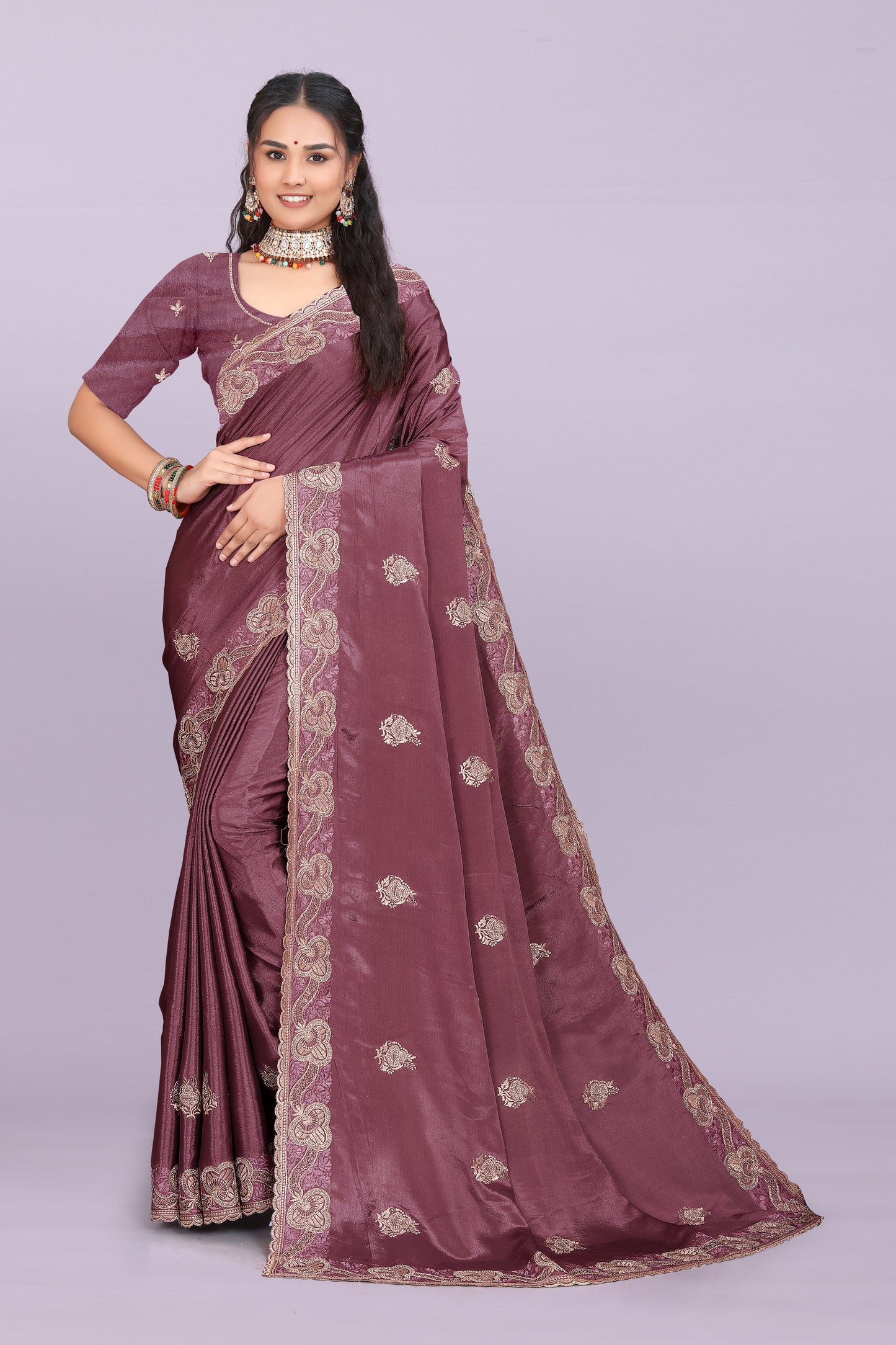 Bhadra Designer Embroidered Bollywood Saree with Swarovski & Mirror Work