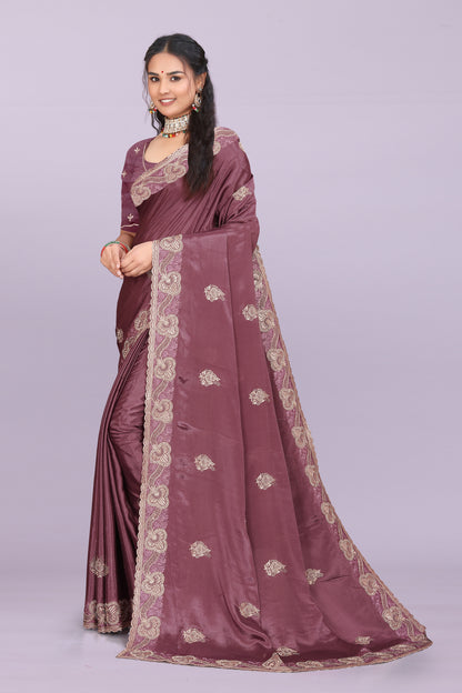 Bhadra Designer Embroidered Bollywood Saree with Swarovski & Mirror Work