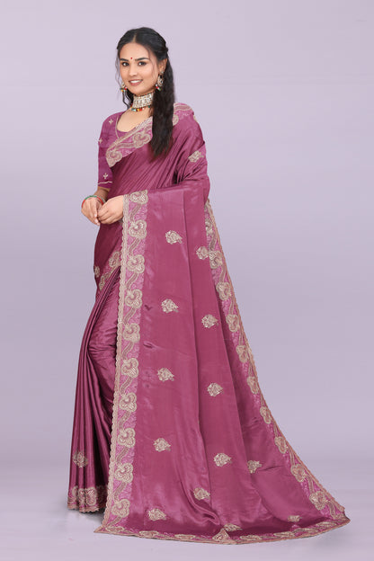 Bhadra Designer Embroidered Bollywood Saree with Swarovski & Mirror Work Khodal Fashion